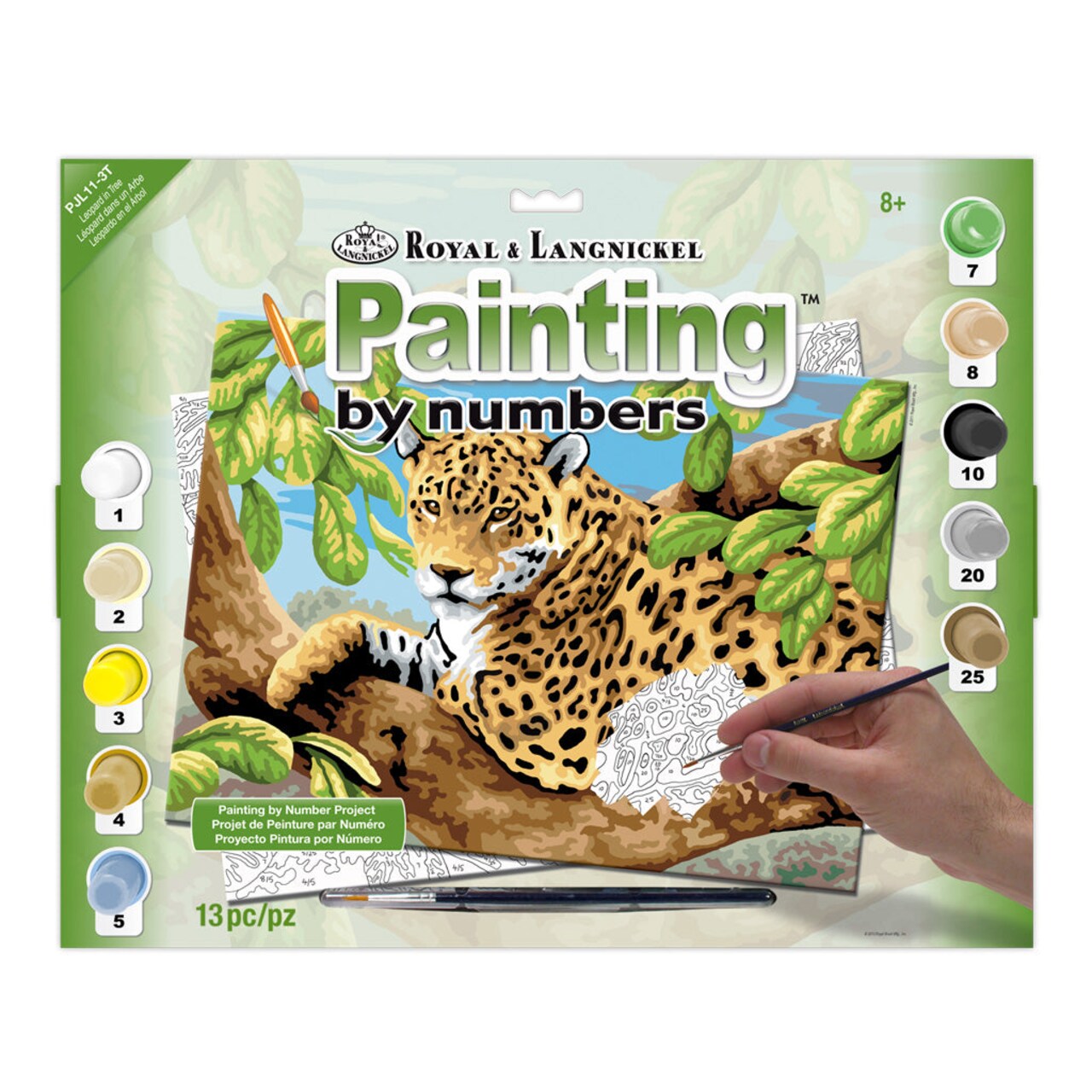 PJL11 | Painting by numbers™ 13pc 11.25" x 15.375" Leopard in Tree Painting Project